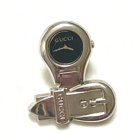Gucci Silver pin or brooch with watch details. - Picture 4 of 10